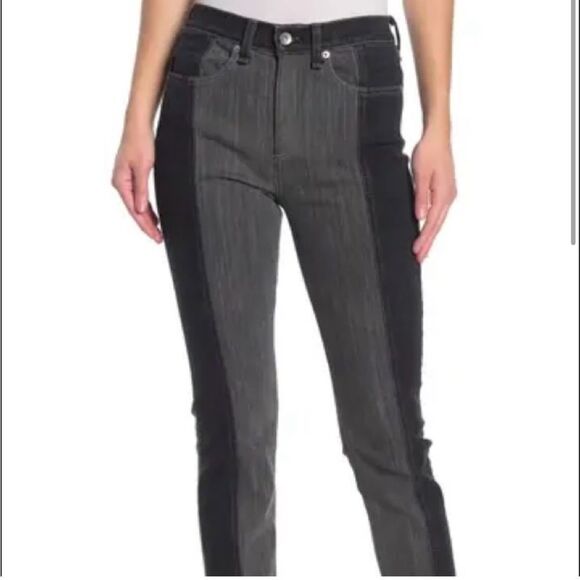 Rag & Bone $275 Evelyn Two Tone High Waisted Jeans Frayed Hem sz 25 - Picture 4 of 12